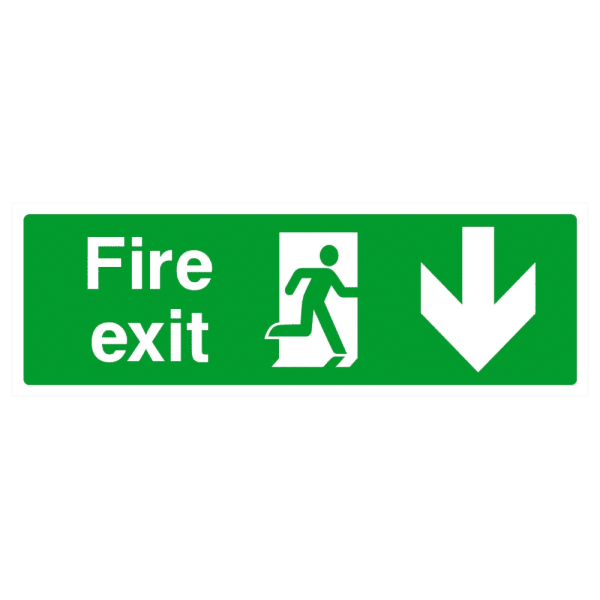 Fire Exit Arrow Down Sign - Custom Engraving & Digital Print | York